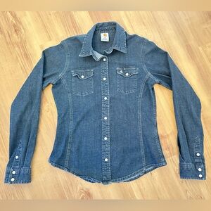 Carhartt Women's Snap Western Denim Shirt Size Medium Long Sleeve